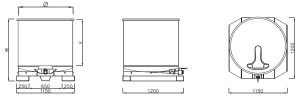 Schéma technique des dimensions - Cuve Inox ISBPA2