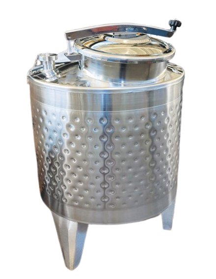 Cuve inox ISTOC avec option double paroi latérale inox, trappe décentrée, piquage avec bouchon.