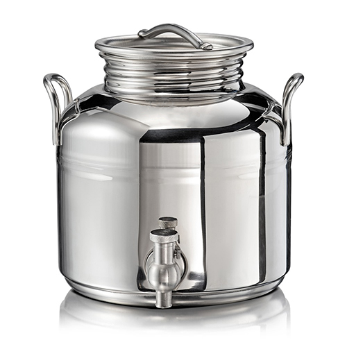 FUT INOX 3 litres Premium "PICKLING" livré complet avec trépied pvc noir, couvercle + joint et robinet à piston