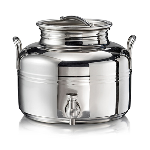 FUT INOX 5 litres Premium "PICKLING" livré complet avec trépied pvc noir, couvercle + joint et robinet à piston